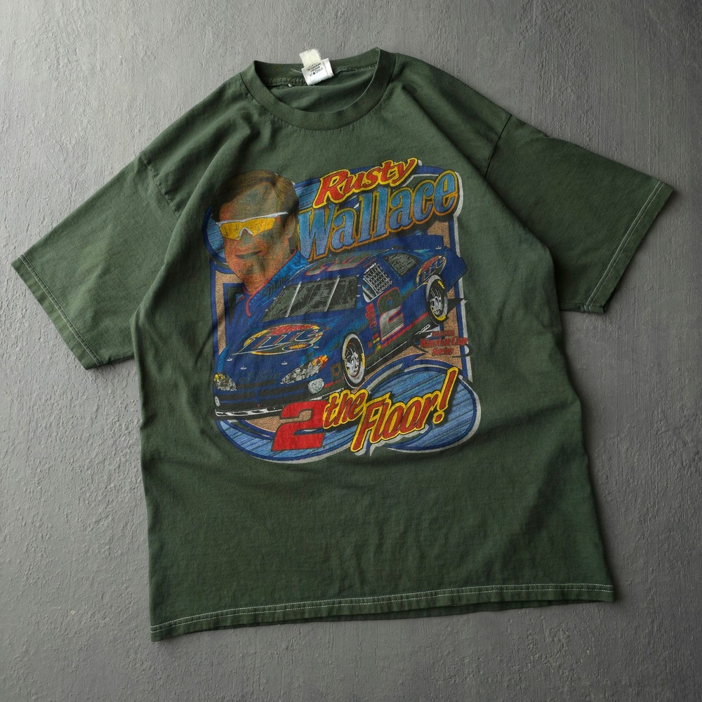 Vintage 2000s Chase Authentics Green Rusty Wallace T-shirt XL NASCAR Racing
